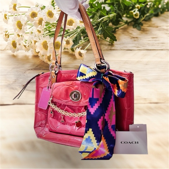 Coach Pink soho Shoulder Bag with Multicolor Scarf - Picture 4 of 17